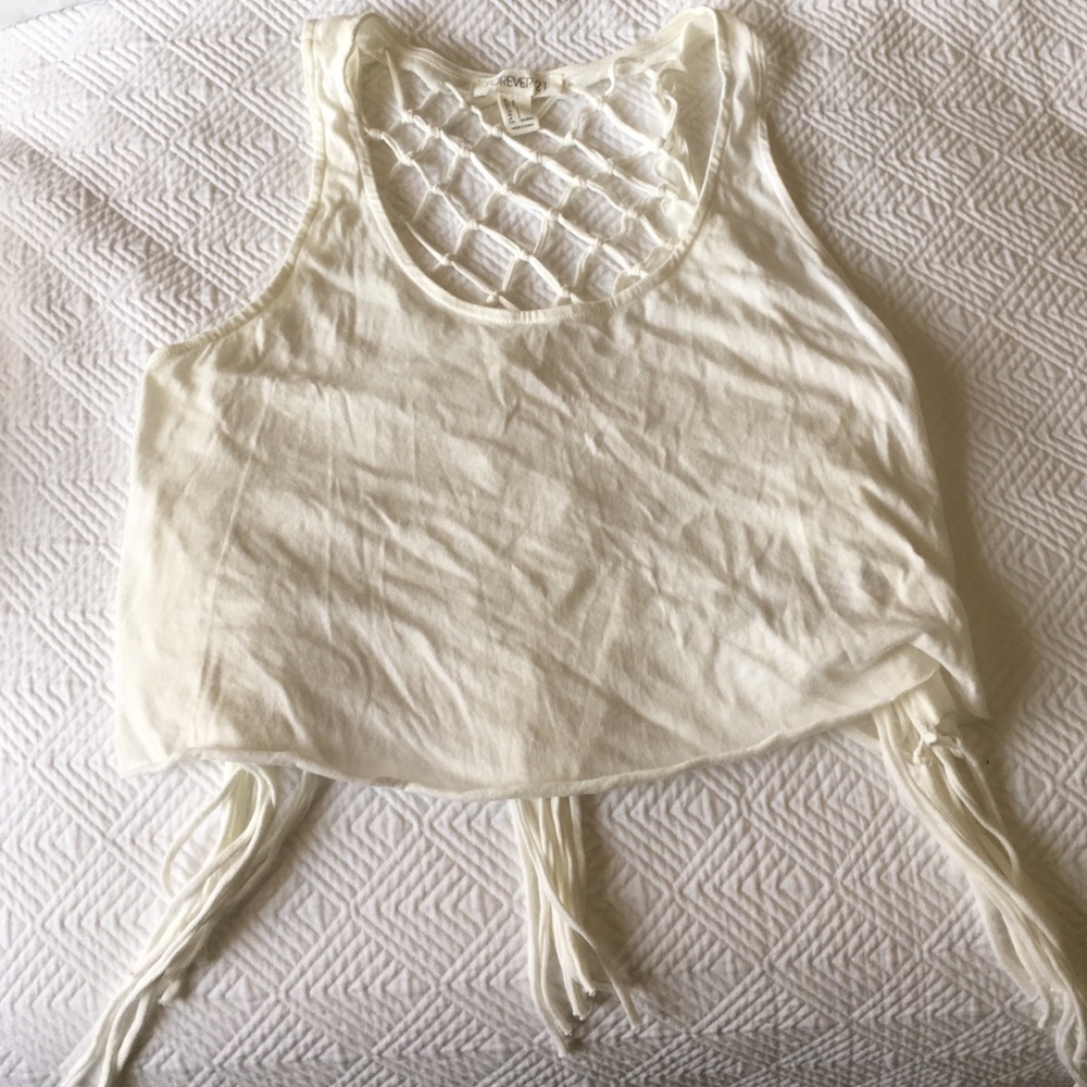 Forever 21 white crochet back crop top